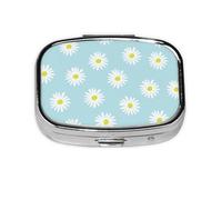 Linda Margarita Flor Florales Azul, Pastillero cuadrado para bolsillo o monedero, pequeño contenedor de pastillas, organizador de pastillas de viaje