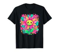 Linda Margarita Sonriente Kawaii Rainbow Spring Flower Camiseta