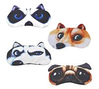 Linda máscara de ojos para dormir, 4 piezas de dibujos animados suaves con correa elástica ajustable, sombras de ojos transpirables para mujeres, hombres, adultos, niños, viajes, descanso, sueño