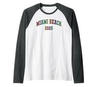 Linda MIAMI BEACH 2025 Vacay Spring Break Vacaciones a juego Camiseta Manga Raglan