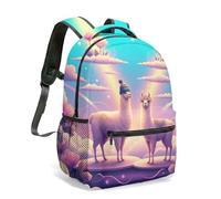 Linda mochila con estampado completo de alpaca y arcoíris de 16 pulgadas para niños, mochila escolar de diseño caprichoso, bolsa de viaje para niñas, 01., L, Casual