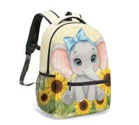 Linda mochila con estampado floral de elefante pequeño de 16 pulgadas, nubes de acuarela rosa, purpurina dorada, ilustración pastel de ensueño, bolsa de viaje estética, 07, L, Casual