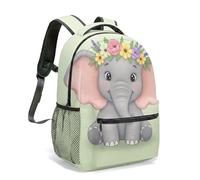 Linda mochila con estampado floral de elefante pequeño de 16 pulgadas, nubes de acuarela rosa, purpurina dorada, ilustración pastel de ensueño, bolsa de viaje estética, 09., L, Casual