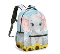 Linda mochila con estampado floral de elefante pequeño de 16 pulgadas, nubes de acuarela rosa, purpurina dorada, ilustración pastel de ensueño, bolsa de viaje estética, 08., L, Casual