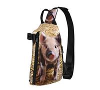 Linda mochila cruzada con estampado de cerdo para hombres y mujeres, para caminar al aire libre, viajes, Negro -, Talla única