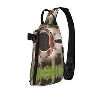 Linda mochila cruzada con estampado de cerdo para hombres y mujeres, para caminar al aire libre, viajes, Negro -, Talla única