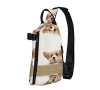 Linda mochila cruzada con estampado de Corgi, bolsa de hombro para hombres y mujeres, para caminar al aire libre, viajes, Negro -, Talla única