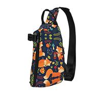 Linda mochila cruzada con estampado de flores de zorro, bolsa de hombro para hombres y mujeres, para caminar al aire libre, viajes, Negro -, Talla única
