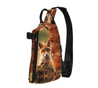 Linda mochila cruzada con estampado de zorro bebé para hombres y mujeres, para caminar al aire libre y viajar, Negro -, Talla única