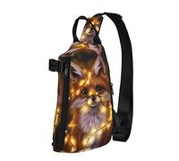 Linda mochila cruzada con estampado de zorro para hombres y mujeres, para caminar al aire libre, viajes, Negro -, Talla única