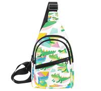 Linda mochila cruzada de cocodrilo de dibujos animados (2) para mujeres y hombres, Multicolor 13, 11.8x7x1.5in/30x18x4cm