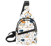 Linda mochila cruzada de cocodrilo de dibujos animados (2) para mujeres y hombres, Multicolor 16, 11.8x7x1.5in/30x18x4cm