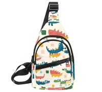 Linda mochila cruzada de cocodrilo de dibujos animados (2) para mujeres y hombres, Multicolor 18, 11.8x7x1.5in/30x18x4cm