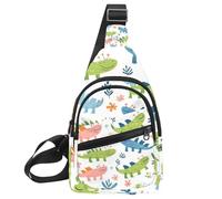 Linda mochila cruzada de cocodrilo de dibujos animados (2) para mujeres y hombres, Multicolor 19, 11.8x7x1.5in/30x18x4cm