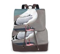 Linda mochila de cuero para mujer con diseño de gaviota, bolsa para libros de escuela secundaria y universidad, mochila ligera e informal para cada temporada