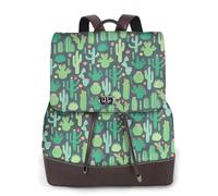 Linda mochila de cuero para mujer con ilustración de cactus sin costuras, bolsa de libros para escuela secundaria y universidad, mochila ligera e informal para cada temporada