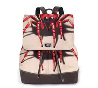 Linda mochila de cuero para mujer, diseño de araña roja, bolsa de libros para escuela secundaria y universidad, mochila ligera e informal para cada temporada
