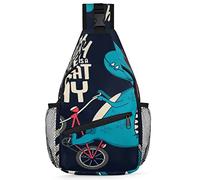 Linda mochila de dinosaurio para bicicleta para hombres y mujeres, bolsa cruzada de hombro para viajes, senderismo, mochila casual, multicolor, 14 in, Mochila Sling