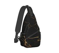 Linda mochila de hombro con honda, mochila, elegante mochila cruzada con textura de mármol dorado negro, bolsas de asas, bolsa cruzada para gimnasio, bolsa de senderismo al aire libre para hombres y