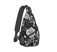 Linda mochila de hombro con honda, mochilero, mochila cruzada con diseño de rosas negras, bolsos de mano, bolso cruzado para gimnasio, bolso de senderismo al aire libre para hombre, mujer y mujer
