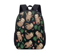Linda mochila de perezoso de 17 pulgadas, con estampado de mandala, animal meditador, para niños, adolescentes, yoga zen, color turquesa, 08., L, Minimalista