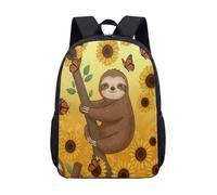 Linda mochila de perezoso de 17 pulgadas, con estampado de mandala, animal meditador, para niños, adolescentes, yoga zen, color turquesa, 02., L, Minimalista