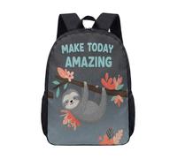 Linda mochila de perezoso de 17 pulgadas, con estampado de mandala, animal meditador, para niños, adolescentes, yoga zen, color turquesa, 04., L, Minimalista