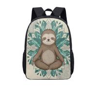 Linda mochila de perezoso de 17 pulgadas, con estampado de mandala, animal meditador, para niños, adolescentes, yoga zen, color turquesa, 01., L, Minimalista