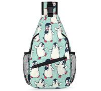 Linda mochila de pingüino para hombres y mujeres, con estampado de pingüino, bolsa cruzada para viajes, senderismo, mochila casual, multicolor, 14 in, Mochila Sling