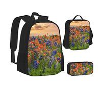 Linda mochila escolar de libélula para adolescentes, mochila de viaje para niñas y niños, viene con una bolsa cruzada para el almuerzo y estuche para lápices, Texas, color, 5.0cm*10.5cm*20.5cm,