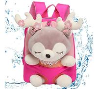 Linda mochila para niños, diseño de reno con animales de peluche, mochila pequeña, mochila ajustable y portátil para animales pequeños, bolsa de viaje para aperitivos, bolsa de hombro preescolar,