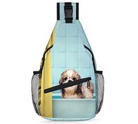 Linda mochila para perro en el baño, para hombres y mujeres, bolsa cruzada para el hombro, bolsa de pecho para viajes, senderismo, mochila casual, multicolor, 14 in, Mochila Sling