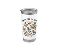 Linda Naturaleza Alimentar Los Pájaros Niños Maestros Padres Birder Vaso térmico de acero inoxidable de doble pared