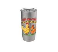 Linda Naturaleza Alimentar Los Pollos Gallinas Niños Maestros Padres Vaso térmico de acero inoxidable de doble pared