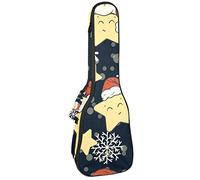 Linda Navidad estrellas Snowflakes Soprano Ukulele Caso Tenor Ukulele Bolsa para adultos Ukulele Funda con correas ajustables Bolsa acolchada impermeable Ukulele