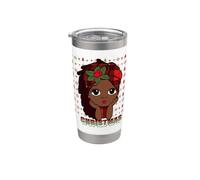Linda Navidad Niña Negra Magia Melanina Mrs Claus Afro Love Vaso térmico de acero inoxidable de doble pared