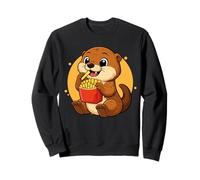 Linda Nutria Comiendo Papas Fritas Divertido Amante de la Comida Animal Kawaii Sudadera