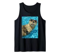 Linda Nutria con Gafas de Sol Cool Summer Animal Natación Camiseta sin Mangas
