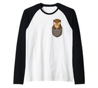 Linda Nutria en el Bolsillo del Pecho Diversión para Amantes de los Animales Camiseta Manga Raglan