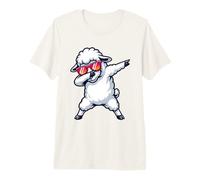 Linda Oveja Blanca esponjosa con Gafas de Sol Camiseta Premium