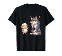 Linda Oveja Enojada regañando Lobo Confundido Dibujos Animados Camiseta