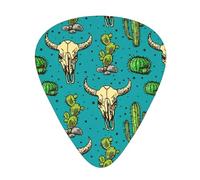 Linda paleta de guitarra con diseño de cactus y calavera de toro, paquete de 12 unidades, apto para bajo, guitarra eléctrica, banda sonora Yukrili