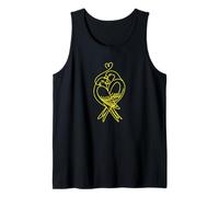 Linda Pareja Canaria corazón línea Arte - Lindo Amor pájaro Amarillo Camiseta sin Mangas