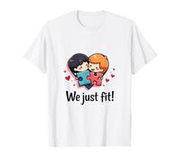 Linda pareja de dibujos animados sosteniendo piezas de rompecabezas dentro de un corazón Camiseta