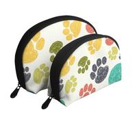 Linda Pata de Perro, Bolsa de Maquillaje de Concha, Monedero pequeño para Mujer, Bolsa de artículos de tocador, Bolsa de cosméticos, 2 Piezas