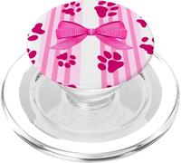 Linda pata de perro y gato con diseño de rayas, color rosa PopSockets PopGrip para MagSafe