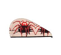 Linda pequeña araña roja Coral Velvet Dry Hair Cap para mujeres Gorros para el cabello con botones para secar el cabello rizado largo y grueso Anti Frizz