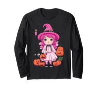 Linda pequeña Bruja Rosa de Halloween Manga Larga
