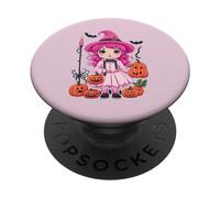 Linda pequeña Bruja Rosa de Halloween PopSockets PopGrip Adhesivo