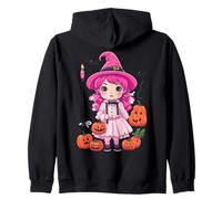 Linda pequeña Bruja Rosa de Halloween Sudadera con Capucha